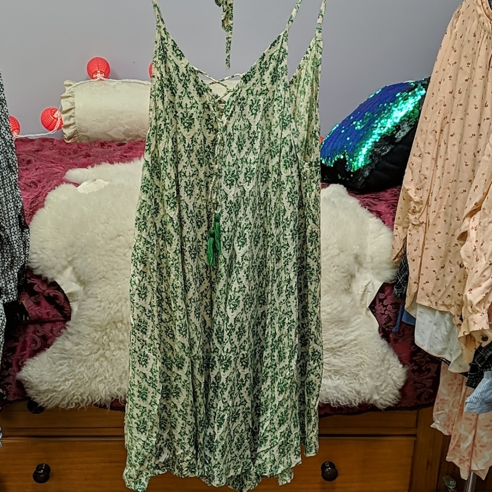 Tiare Hawaii Green Spaghetti Strap Romper